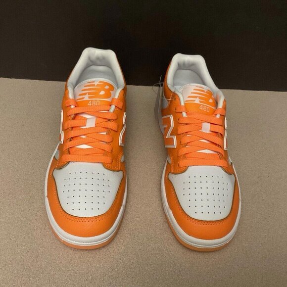 New! Womens New Balance 480 Leather Hot Mango/White Sneakers/Shoes. Size 8. - Picture 2 of 7